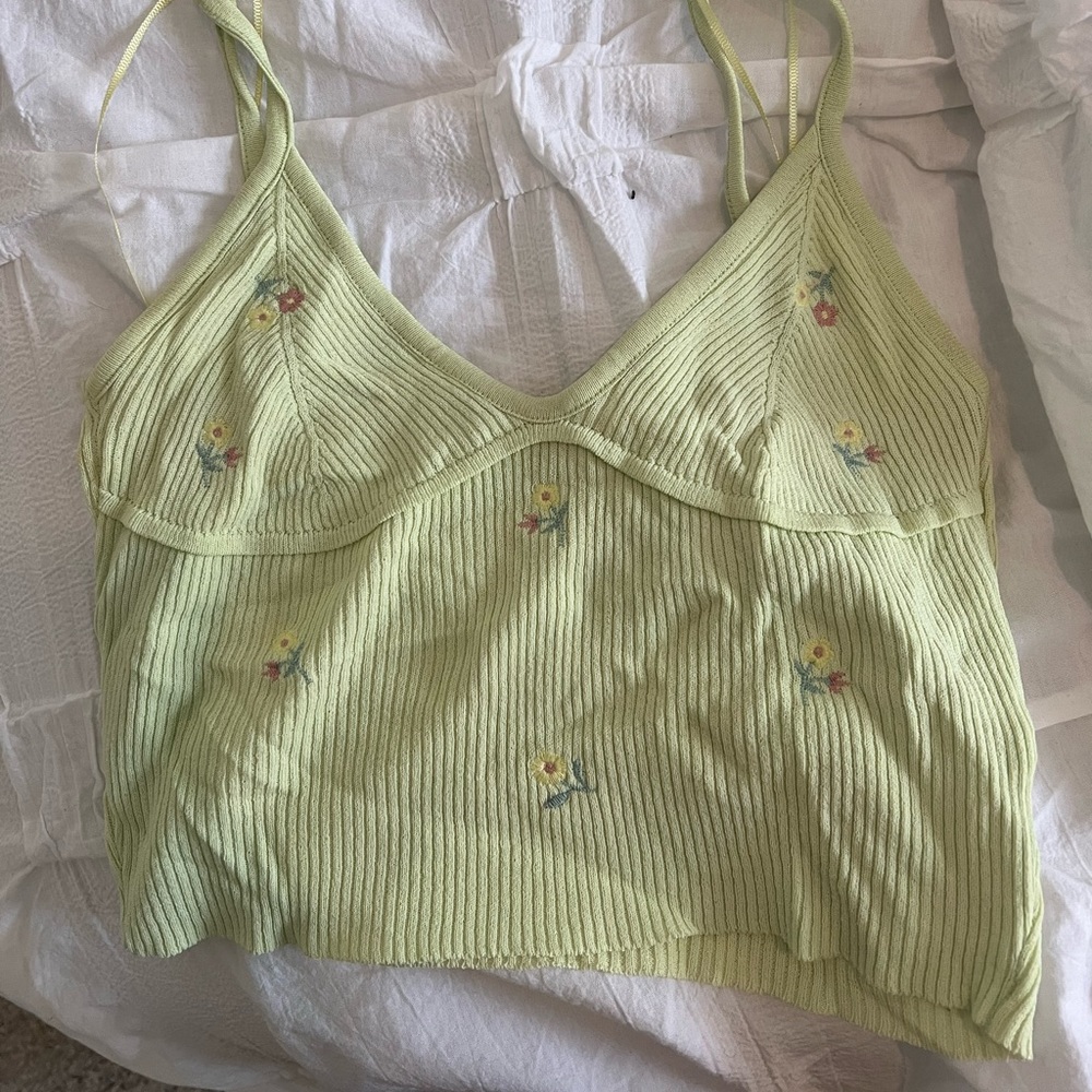Zara floral green crop